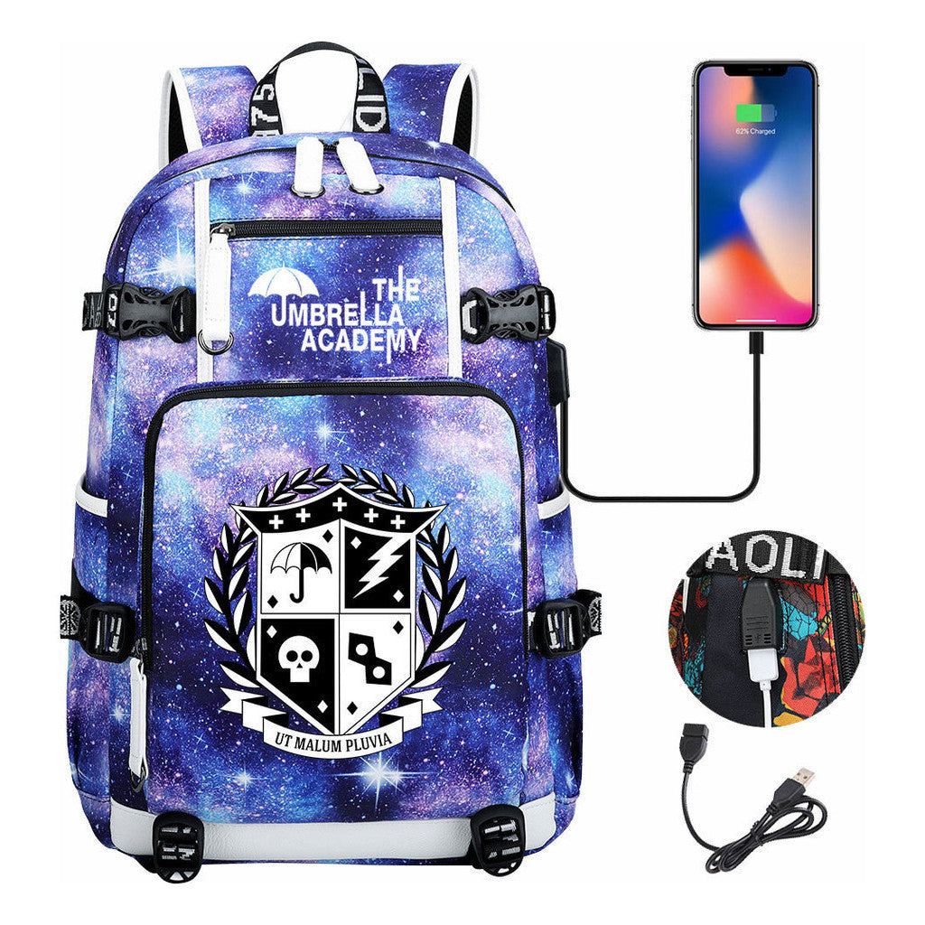 Printed Usb Large Capacity Youth Student Backpack For Men And Women's Leisure Travel Backpack