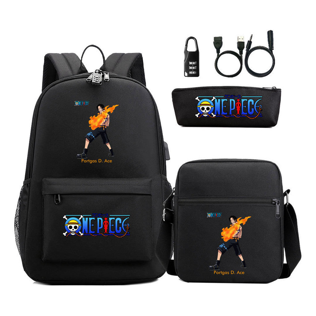 Usb Password Lock Student Backpack Three Piece Set Backpack Set