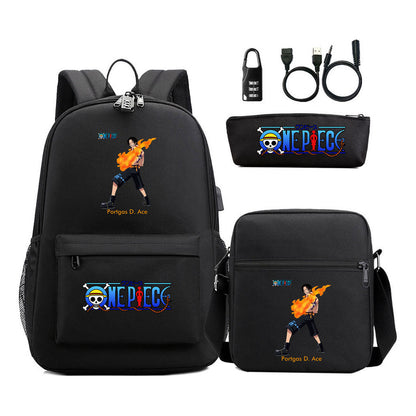 Usb Password Lock Student Backpack Three Piece Set Backpack Set