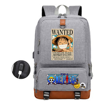 Cartoon Pirate King Printed Usb Student Backpack Leisure Travel Backpack