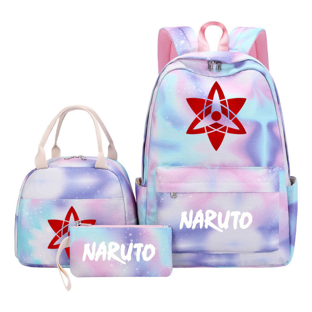 Naruto Student Girl Backpack Lunch Bag Three Piece Set Backpack