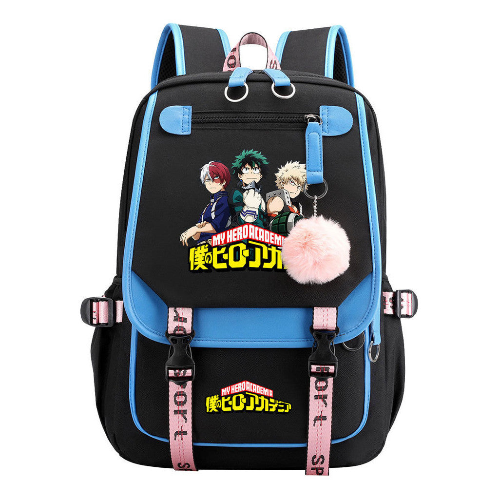 My Heroes Academy Usb Student Backpack For Boys And Girls, Casual Weaving Ribbon Flip Back Backpack