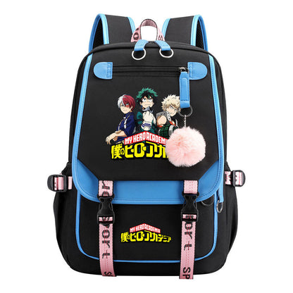My Heroes Academy Usb Student Backpack For Boys And Girls, Casual Weaving Ribbon Flip Back Backpack