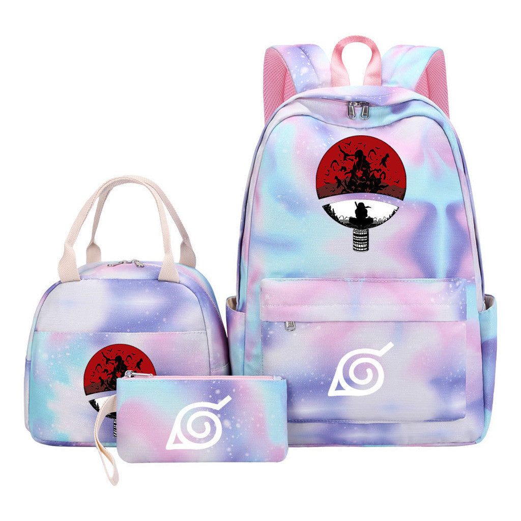Naruto Teenage Student Girls School Bag Lunch Bag Three Piece Set Backpack Set
