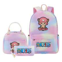 Cartoon Pirate King Youth Student Girls School Bag Lunch Bag Three Piece Set Backpack Set