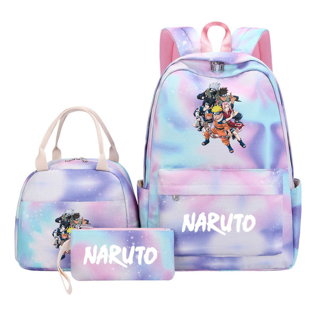 Naruto Teenage Student Girls School Bag Lunch Bag Three Piece Set Backpack Set