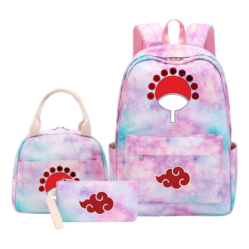Naruto Teenage Student Girls School Bag Lunch Bag Three Piece Set Backpack Set