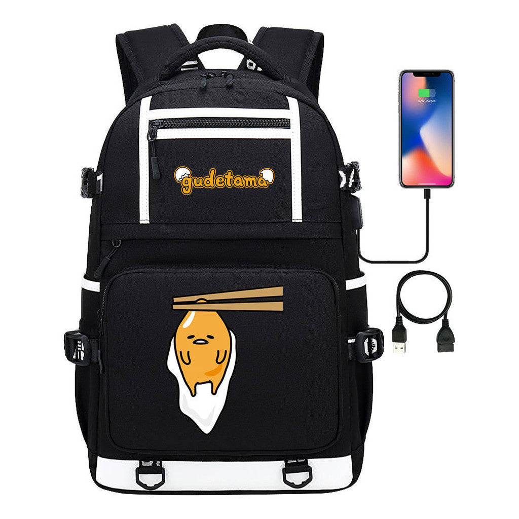 Cartoon Cartoon Lazy Egg Usb Student Backpack Backpack Leisure Travel Bag