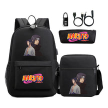 Naruto Usb Password Lock Youth Student Backpack Three Piece Set For Men And Women Backpacks