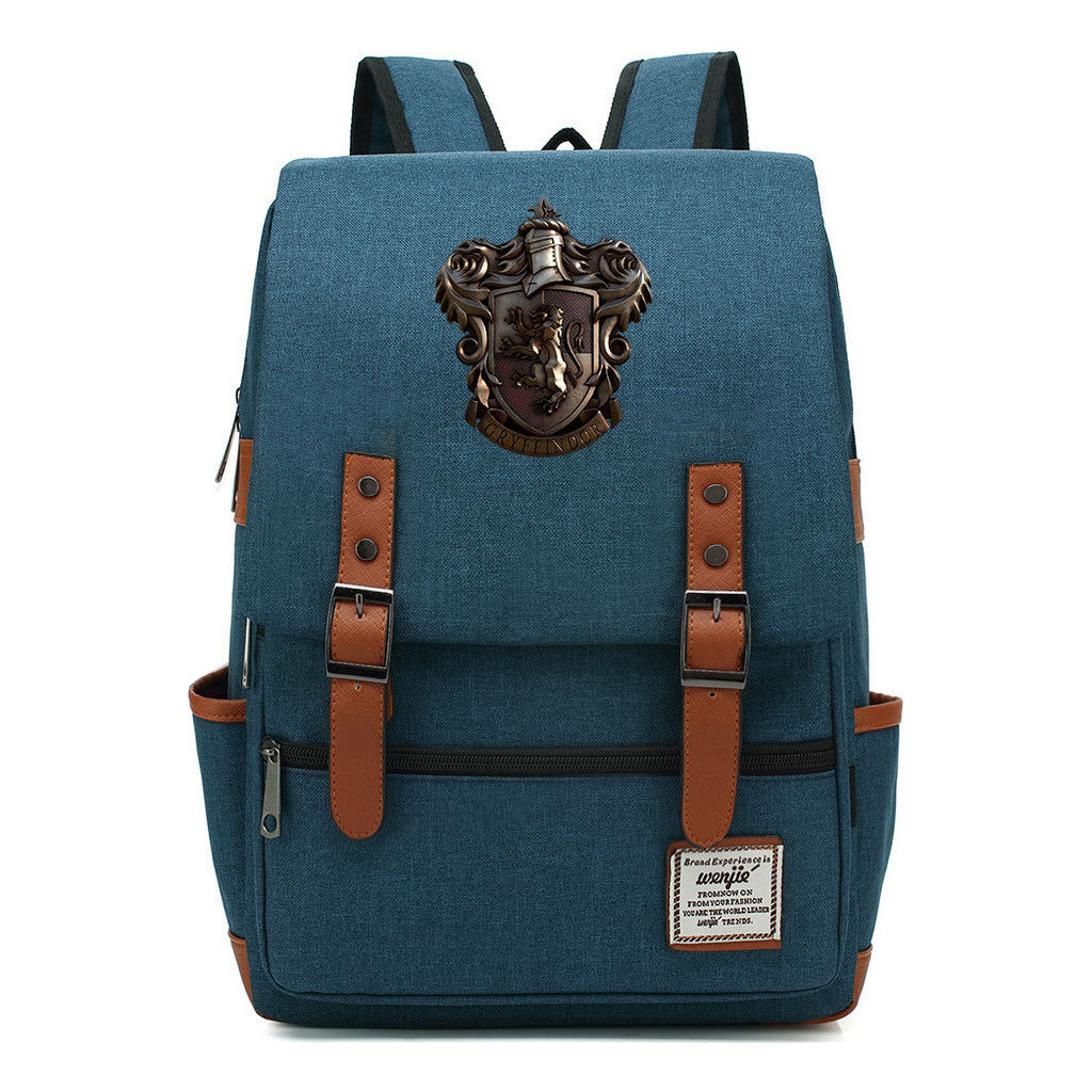 School Of Witchcraft And Wizardry Printed Youth Student Backpack For Men And Women, Casual Belt Buckle, Classic Backpack