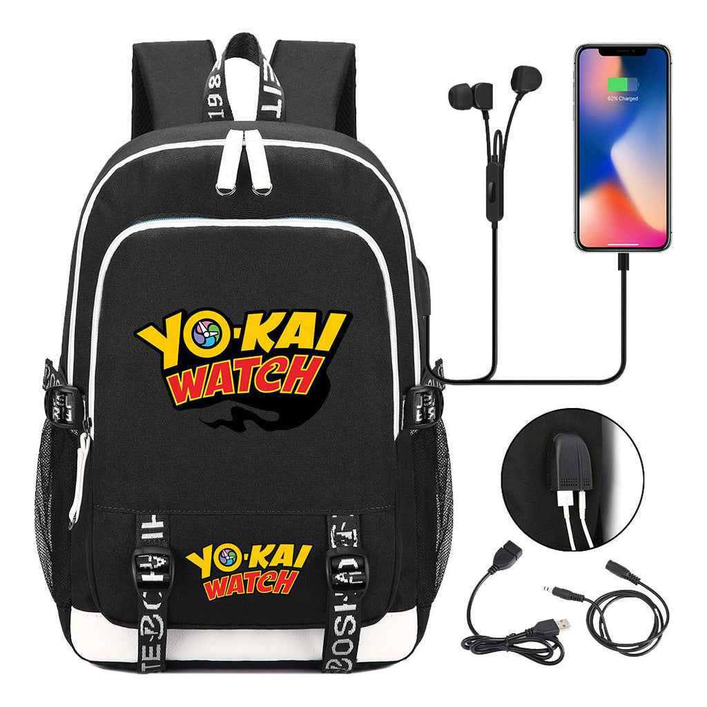 Anime Monster Watch Student School Bag Usb Men's And Women's Leisure Backpack