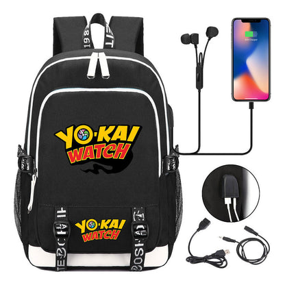 Anime Monster Watch Student School Bag Usb Men's And Women's Leisure Backpack