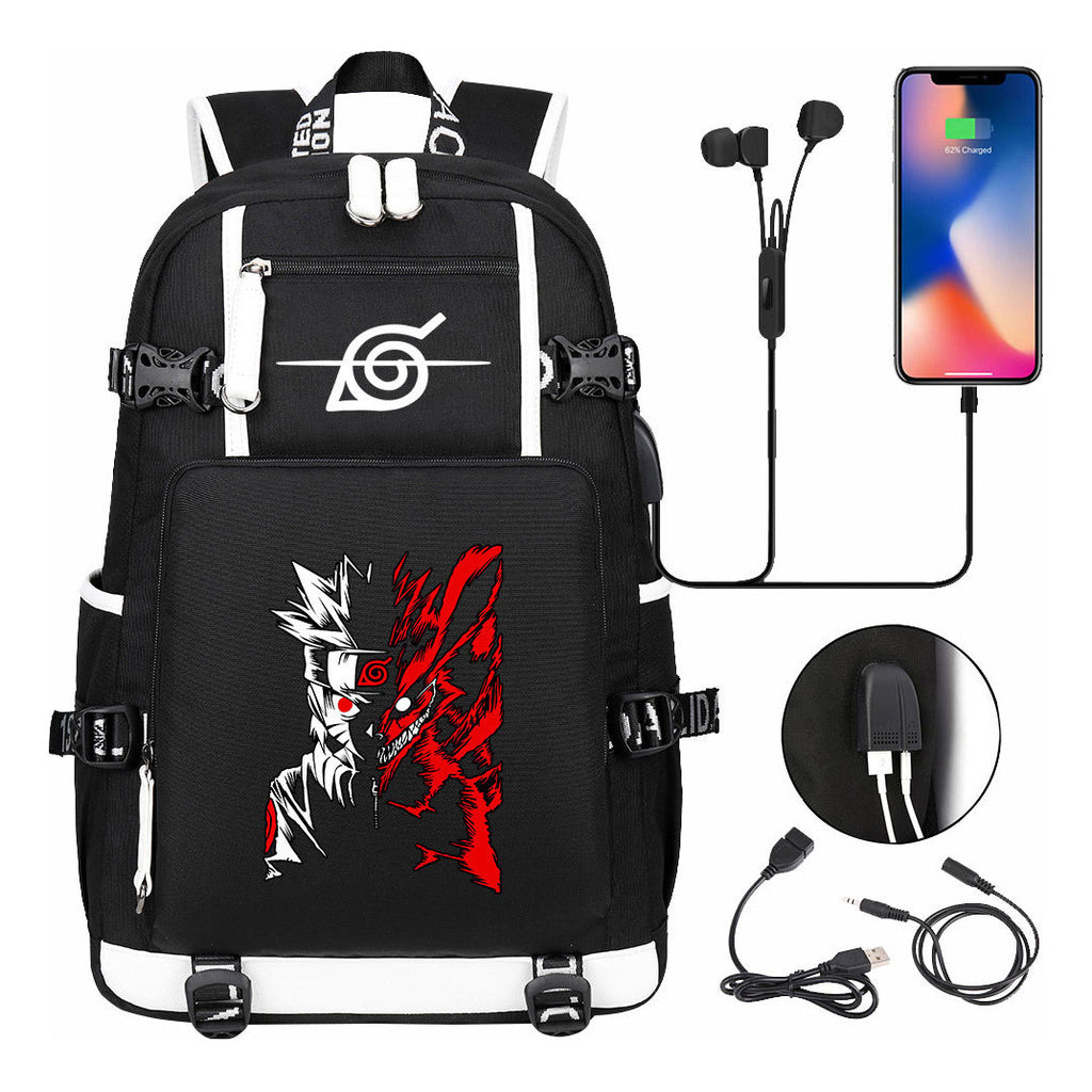 Naruto Print Usb Youth Student Backpack Casual High-capacity Travel Backpack