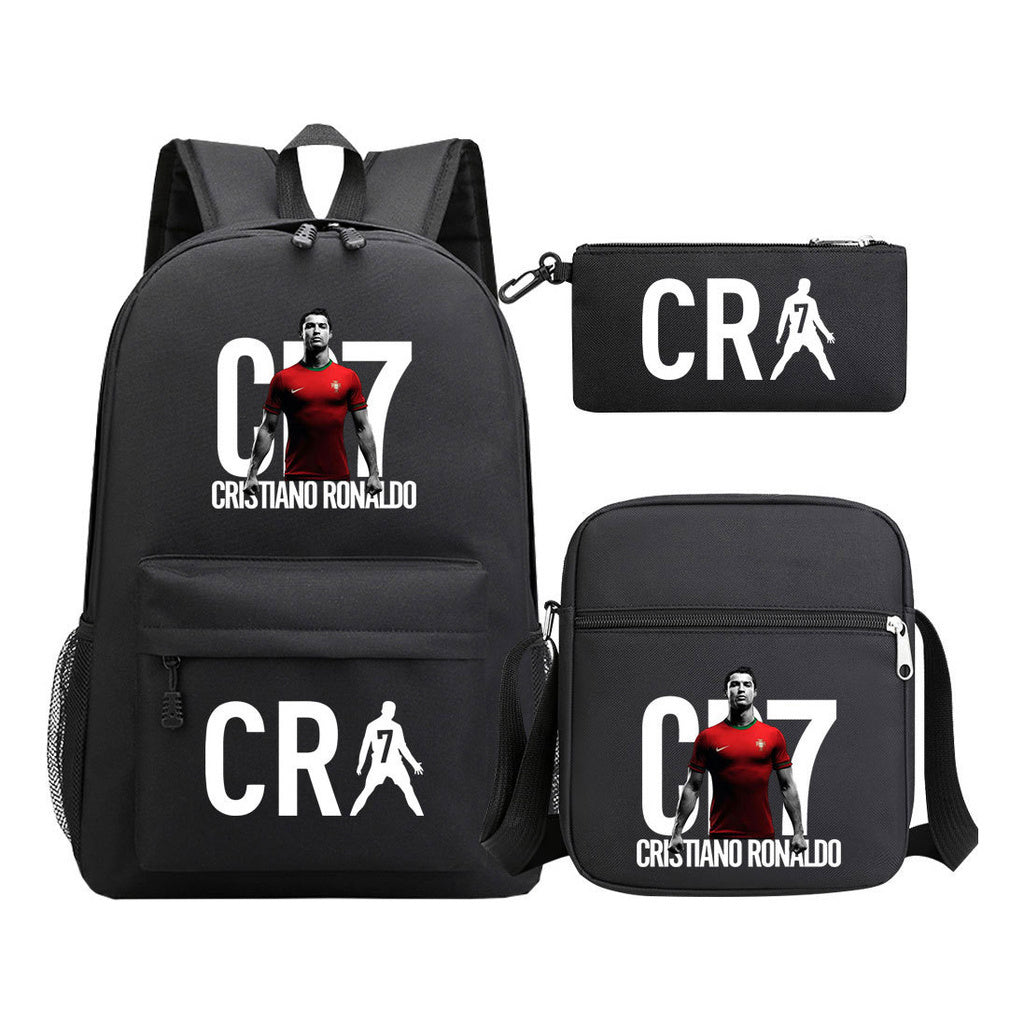 Football Star Cristiano Ronaldo Printed Youth Student Backpack 3pcs/Set Backpacks