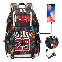 Sports Basketball Star Printed Usb Youth Student Backpack For Men And Women's Leisure Travel Backpack