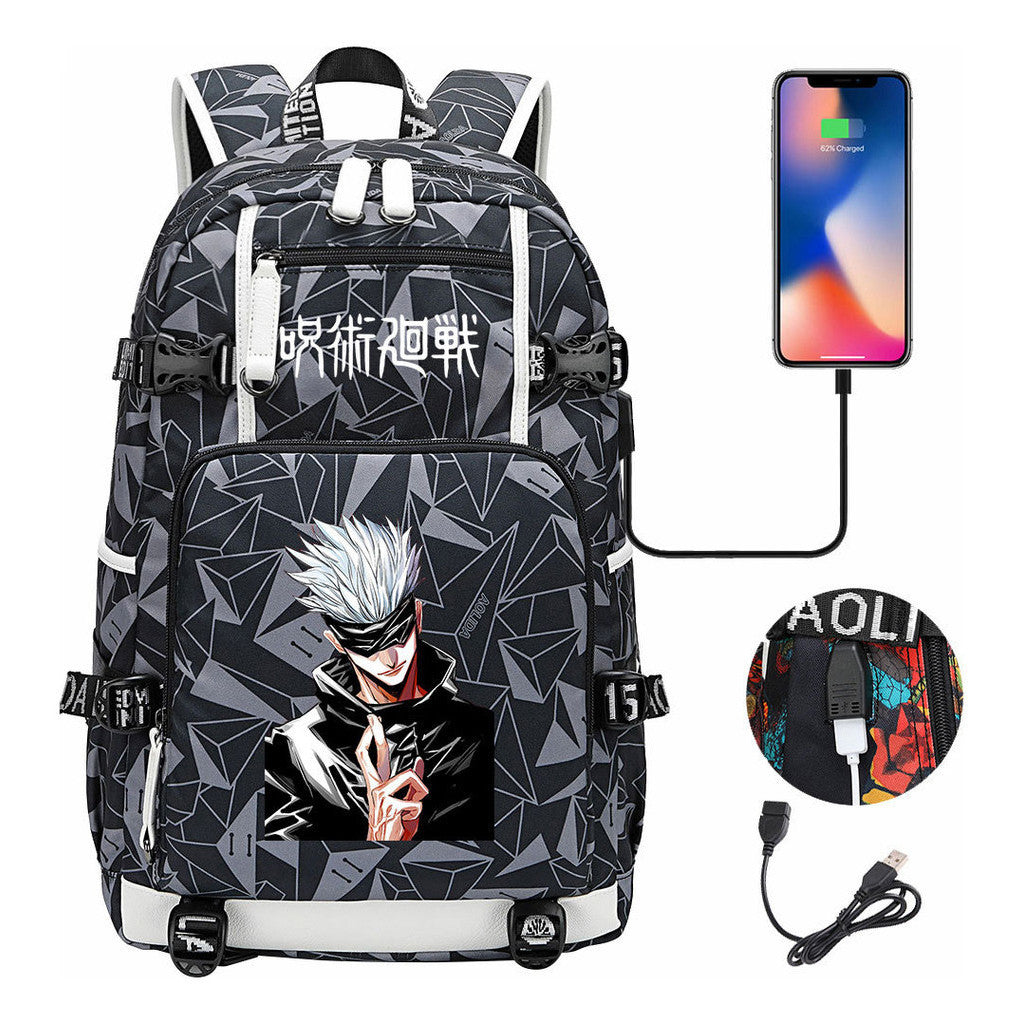 Printed Usb Youth Student Backpack Leisure Large Capacity Travel Backpack