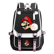 Super Mario Printed Usb Backpack Casual Woven Strap Flip Back Backpack