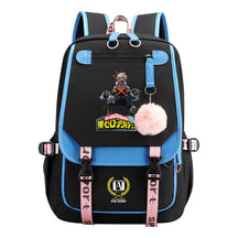 Comics My Heroes Academy Usb Student Backpack Casual Ribbon Flip Backpack
