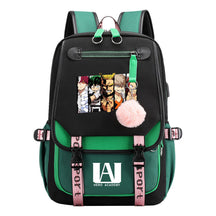 Comics My Heroes Academy Usb Student Backpack Casual Ribbon Flip Backpack
