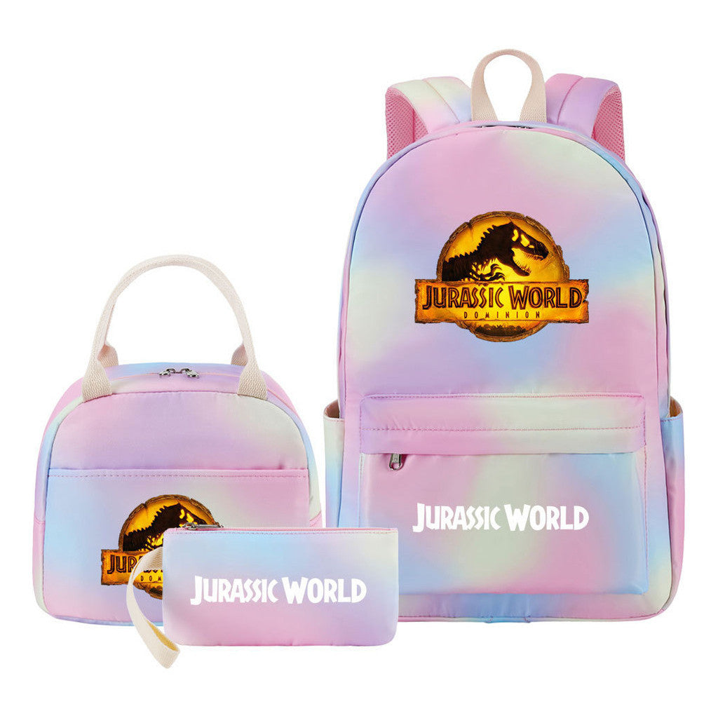 Jurassic Park Dinosaur Student School Bag Lunch Bag Three Piece Set Backpack Set