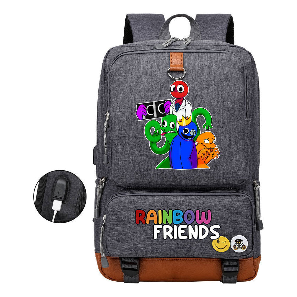 Rainbow Friend Usb Youth School Bag Leisure Travel Backpack