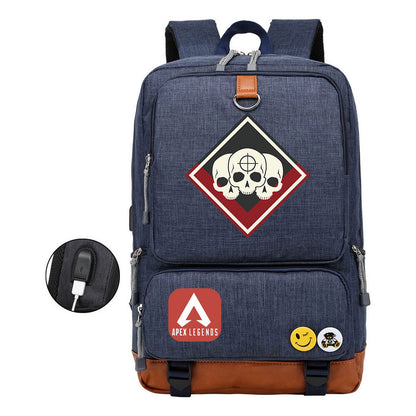 Apex Hero Print Usb Youth School Bag Leisure Travel Backpack