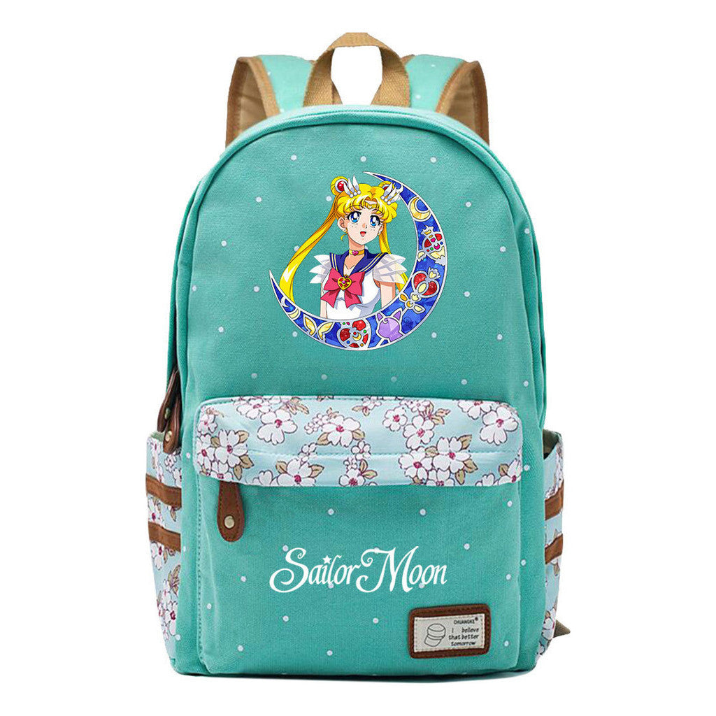 Anime Surrounding Beauty Girl Warrior Youth Student School Bag Fragmented Flower Boy's And Girl's Leisure Backpack