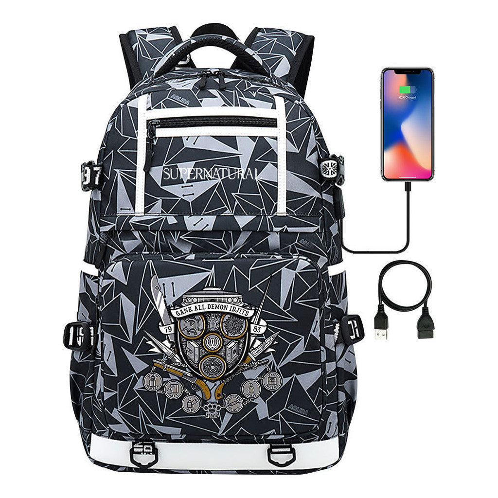 Evil Power Usb Youth Student School Bag Men's And Women's Backpack Leisure Travel Backpack