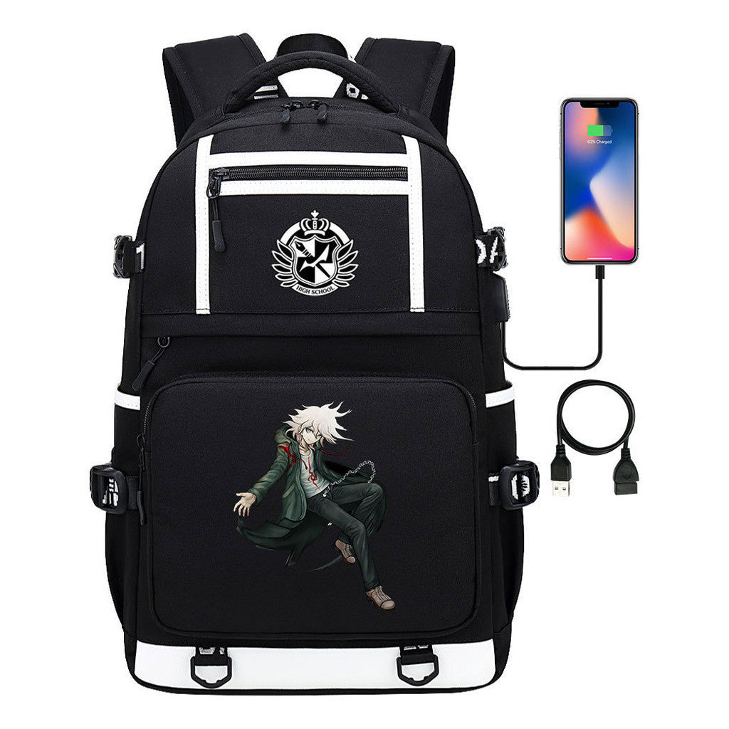 Cartoon Cartoon Printed Usb Youth Student Backpack Men's And Women's Backpack Leisure Travel Backpack