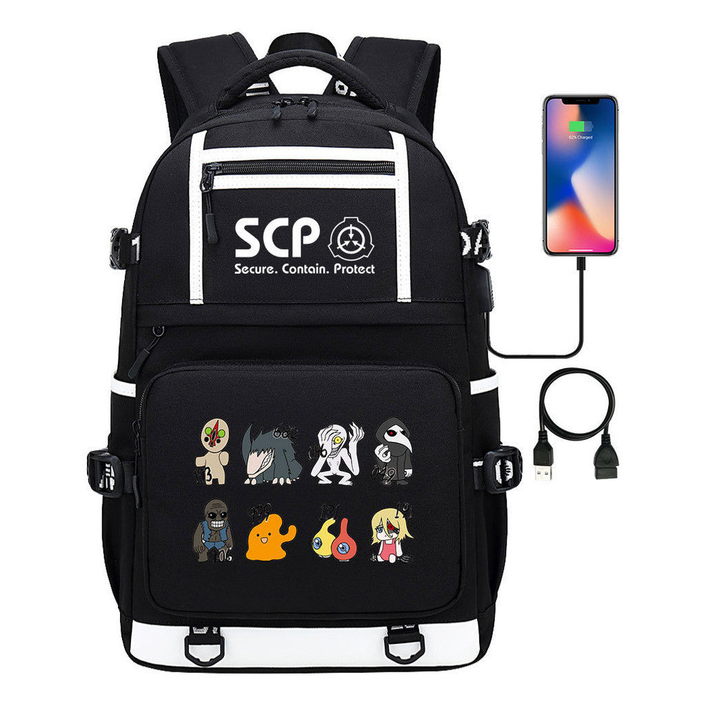 Printed Usb Youth School Bag Leisure Travel Backpack