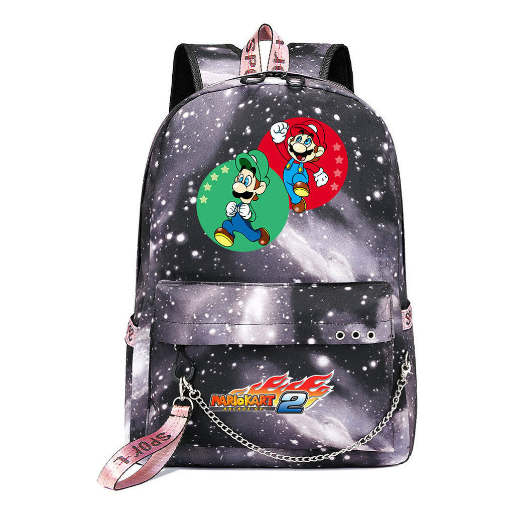 Super Mario Printed Teenage Student Backpack For Men And Women With Casual Woven Straps Backpack