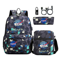 Fashionable Usb Password Lock Youth Student Backpack Three Piece Set Backpack