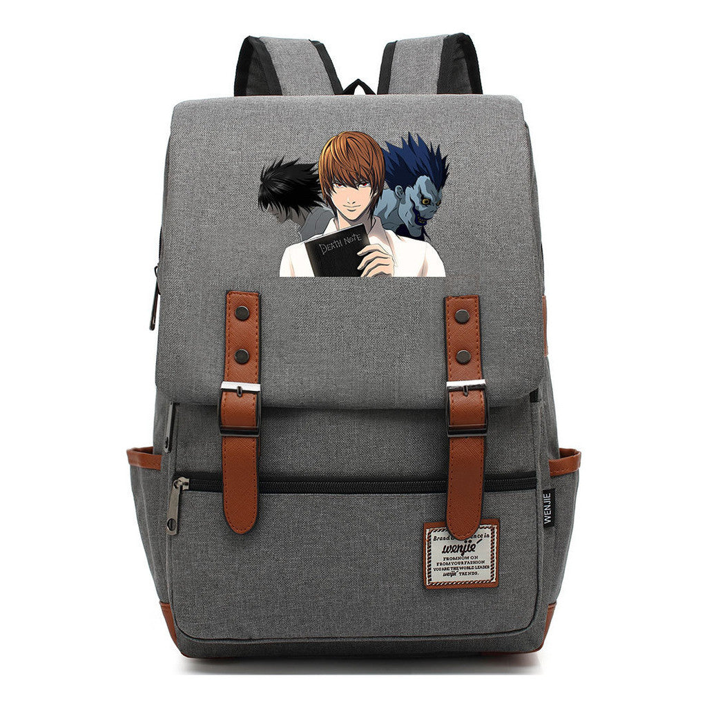 Manga Death Note Youth Student School Bag Men's And Women's Leisure Belt Buckle Backpack