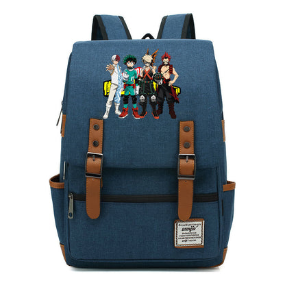 Anime My Heroes Academy Printed Youth Student Backpack Men's And Women's Leisure Belt Buckle Classic Backpack