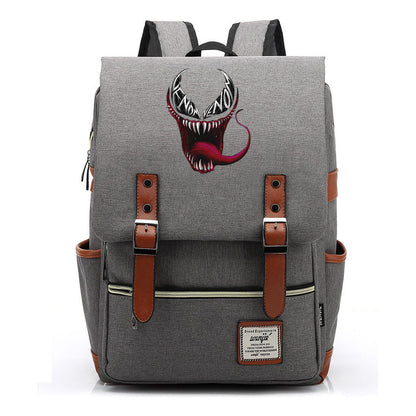 Printed Youth Student School Bag Casual Belt Buckle Classic Backpack