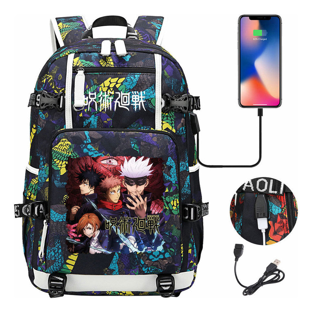 Printed Usb Youth Student Backpack Men And Women's Leisure Large Capacity Travel Backpack