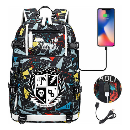 Printed Usb Large Capacity Youth Student Backpack For Men And Women's Leisure Travel Backpack