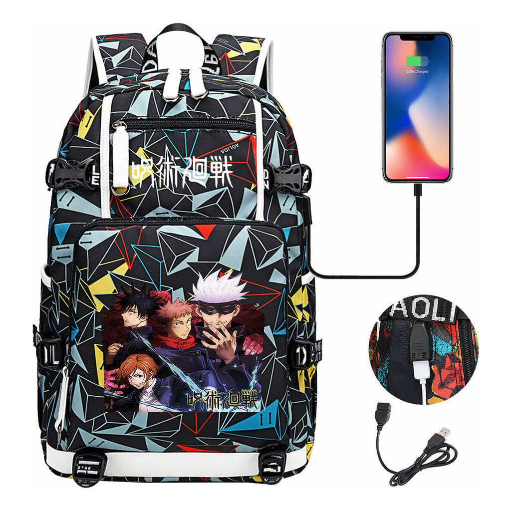 Printed Usb Youth Student Backpack For Men And Women's Leisure Large Capacity Travel Backpack