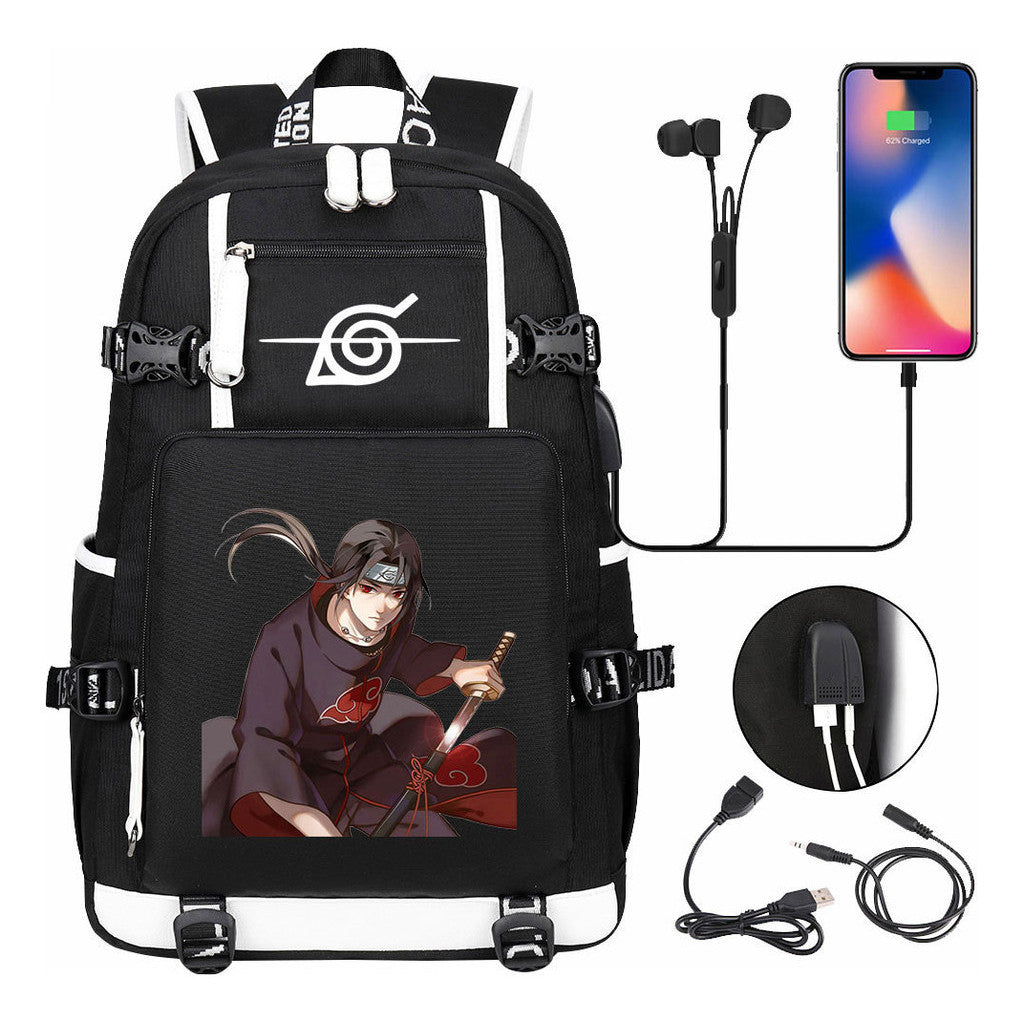 Naruto Usb Large Capacity Youth Student Backpack For Men And Women's Leisure Travel Backpack