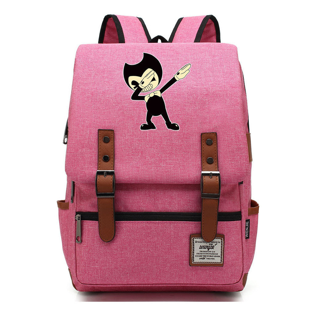 Printed Teenage Student Backpack For Men And Women With Casual Belt Buckle Classic Backpack