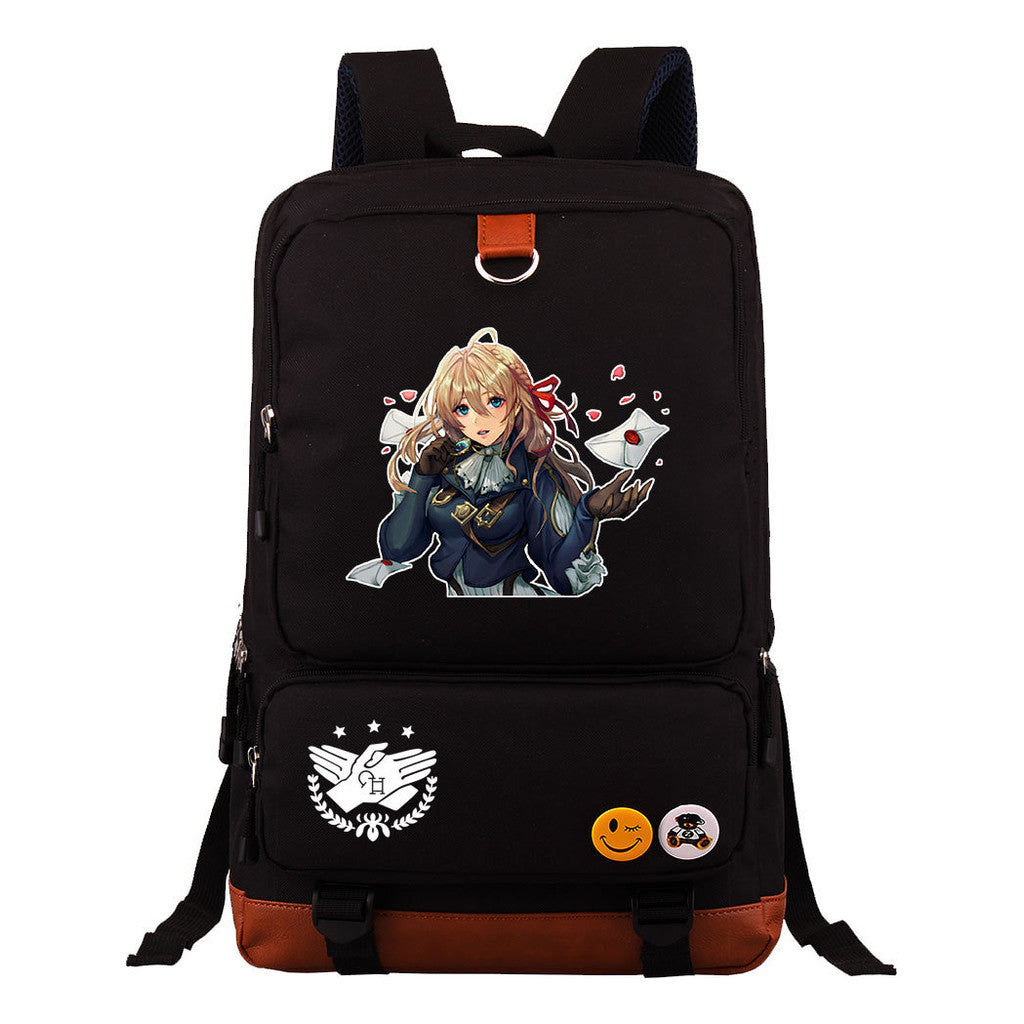 Violet Eternal Garden Printed Youth Student School Bag Large Capacity Travel Bag Men's And Women's Backpack