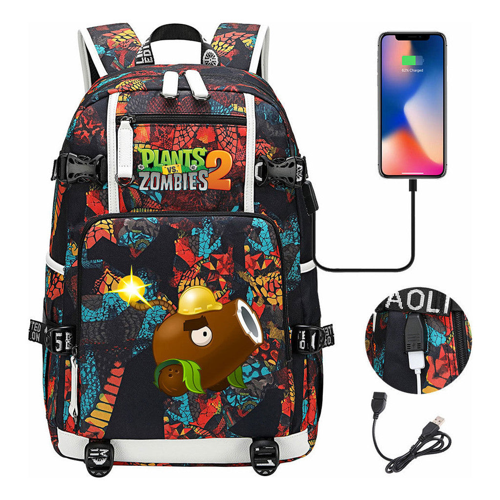 Printed Usb Youth Student Backpack For Men And Women's Leisure Travel Backpack
