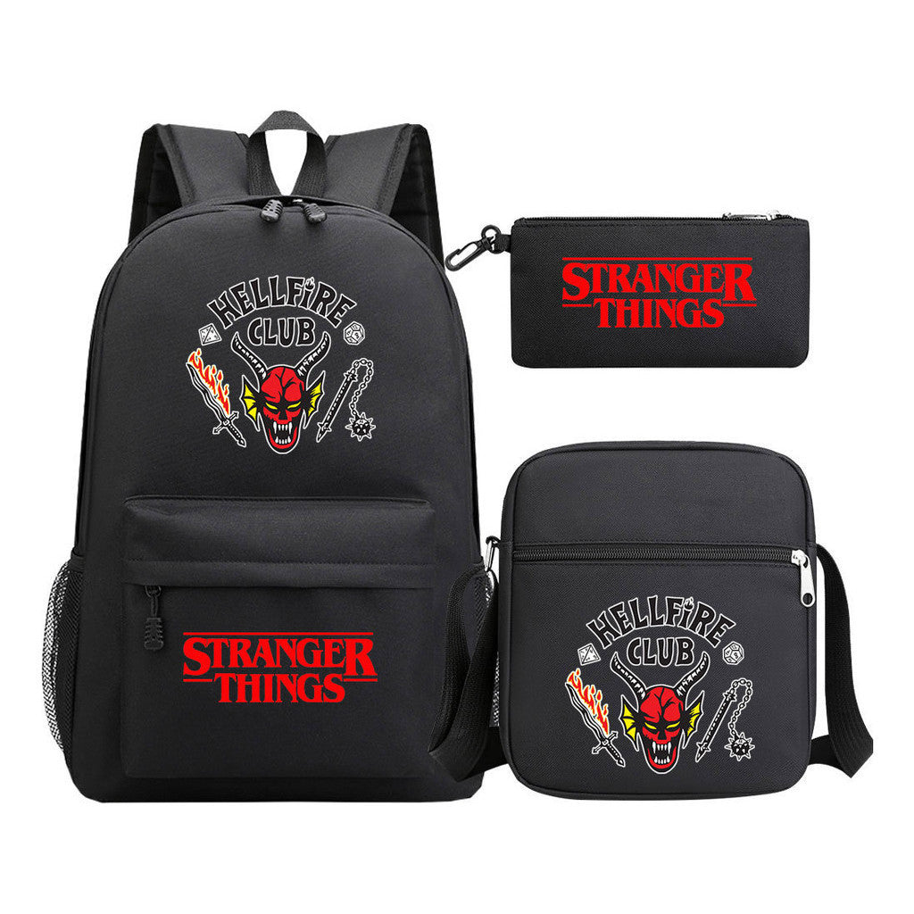 Strange Story Starry Sky Printed Youth Student Backpack 3-piece Set For Men And Women, Backpack Set