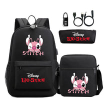 Interstellar Baby Stitch Usb Password Lock Youth Student Backpack 3-piece Set For Men And Women Backpacks