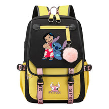 Interstellar Baby Stitch Usb Youth School Bag Casual Ribbon Flip Backpack
