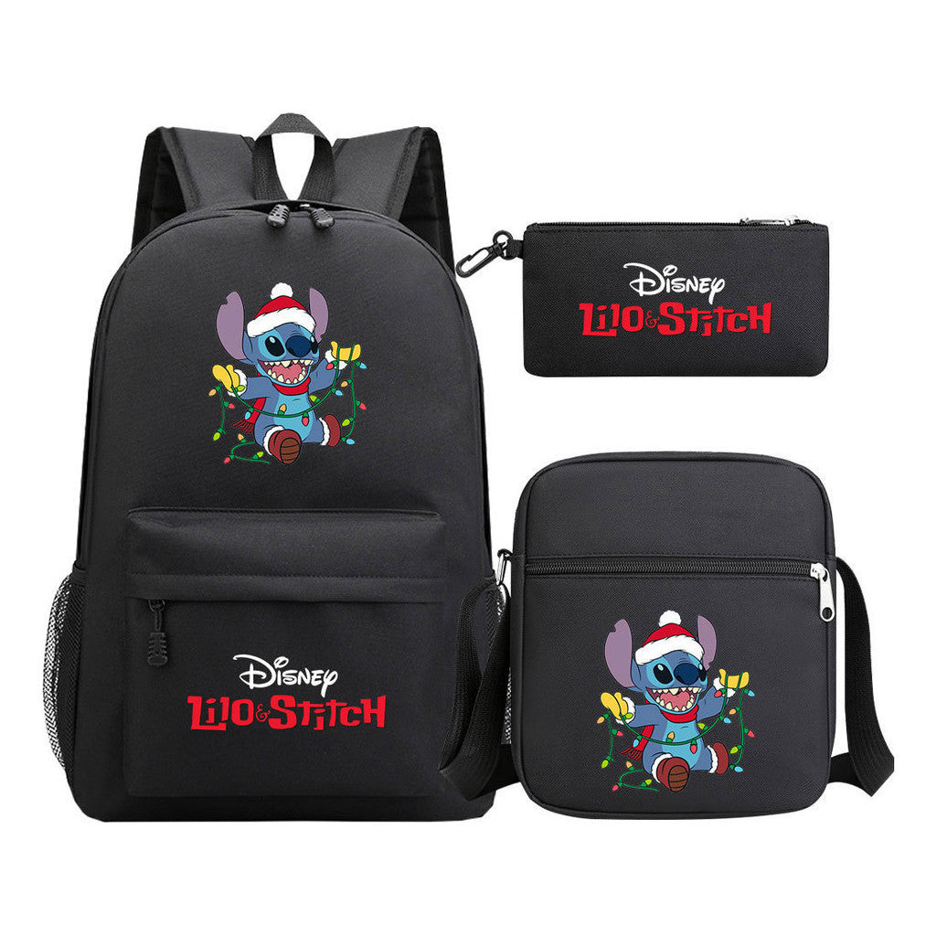 Starry Baby Stitch Printed Youth School Bag Three Piece Set For Men And Women Shoulder Set Backpack