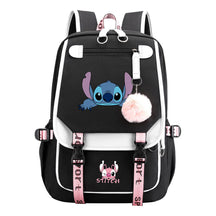 Interstellar Baby Stitch Usb Student Backpack For Boys And Girls, Casual Woven Strap Flip Back Backpack