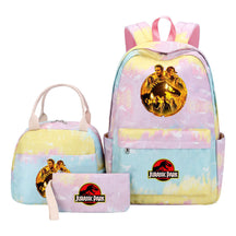 Jurassic Park Dinosaur Youth Student Girls School Bag Lunch Bag Three Piece Set Backpack Set