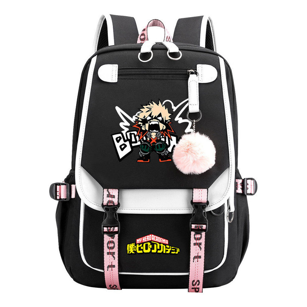 My Heroes Academy Usb Student Backpack For Boys And Girls, Casual Weaving Ribbon Flip Back Backpack