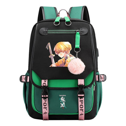Cartoon Fashion Usb Student Backpack With Casual Woven Strap Flip Back Backpack
